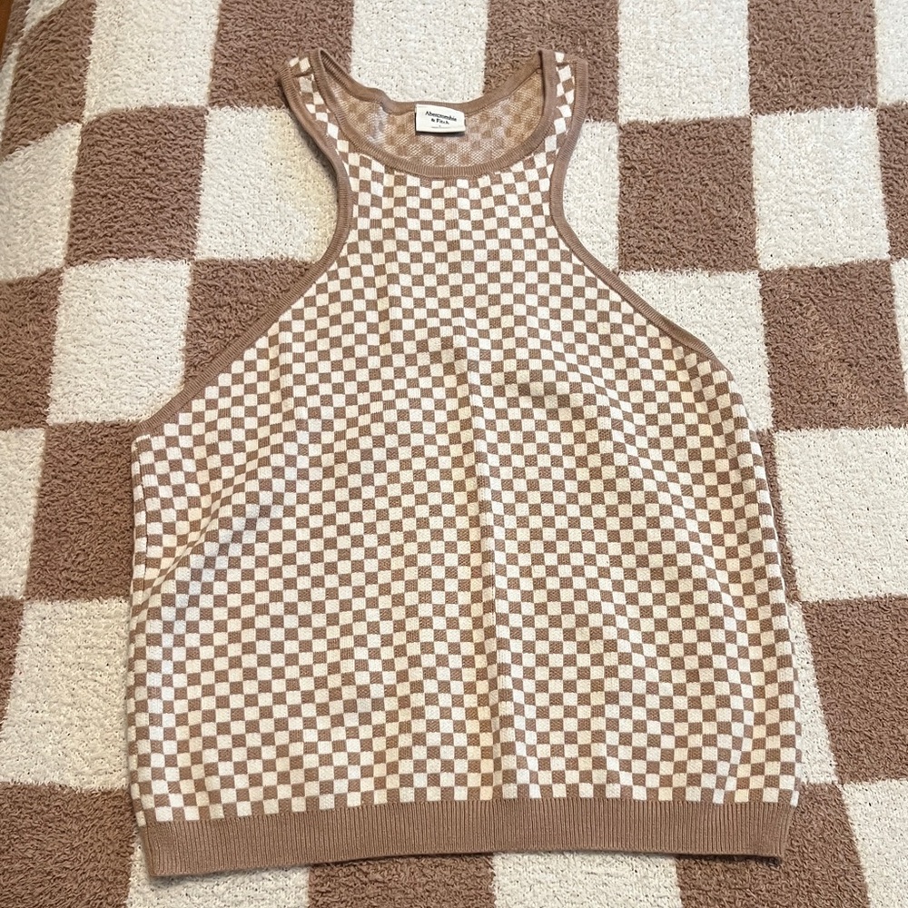 Abercrombie & Fitch Brown and Cream Checkered Tank